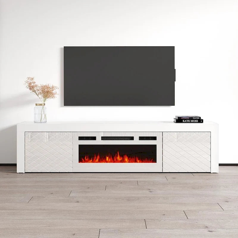 Meuble TV de 180 cm avec cheminée électrique