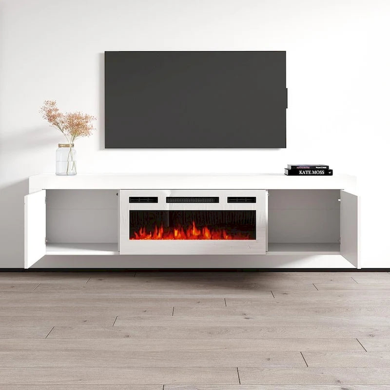 Meuble TV de 180 cm avec cheminée électrique