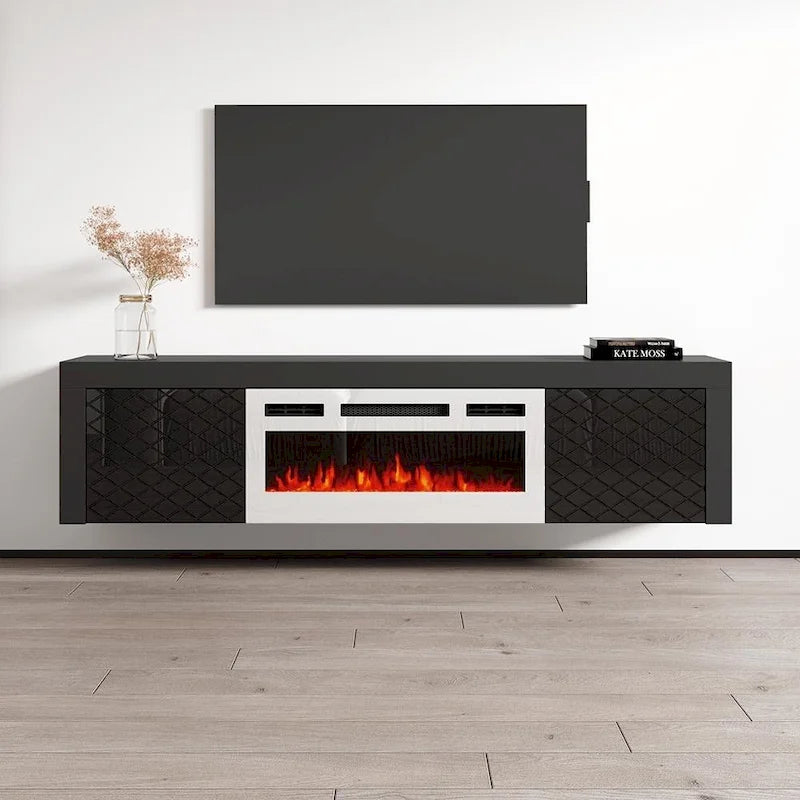 Meuble TV de 180 cm avec cheminée électrique