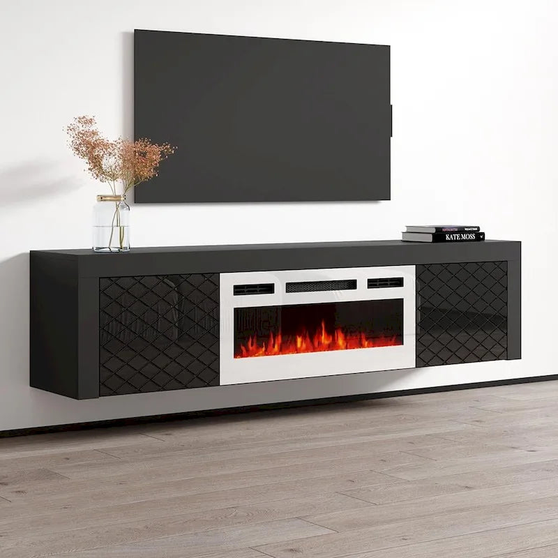 Meuble TV de 180 cm avec cheminée électrique