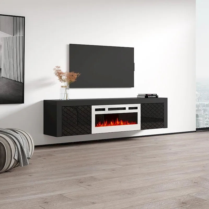 Meuble TV de 180 cm avec cheminée électrique
