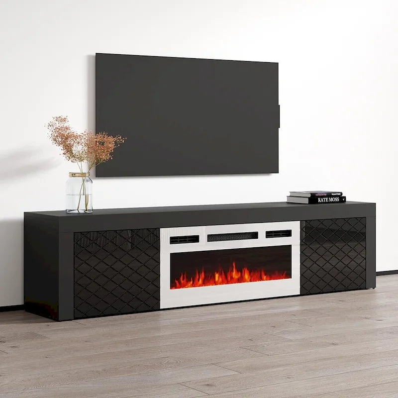 Meuble TV de 180 cm avec cheminée électrique