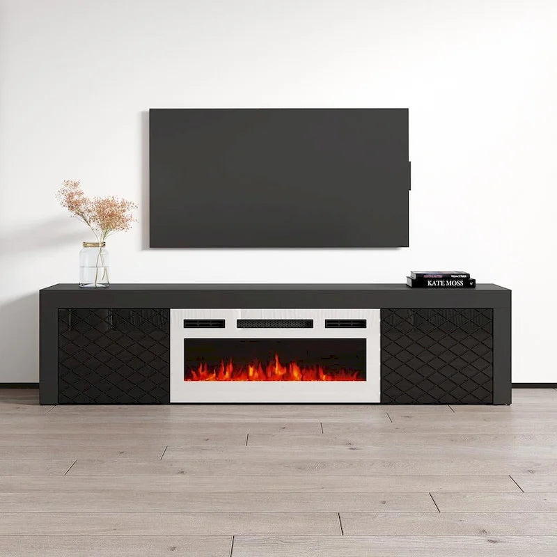 Meuble TV de 180 cm avec cheminée électrique