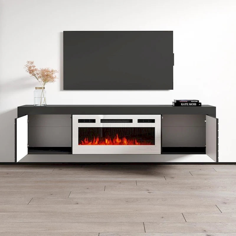 Meuble TV de 180 cm avec cheminée électrique