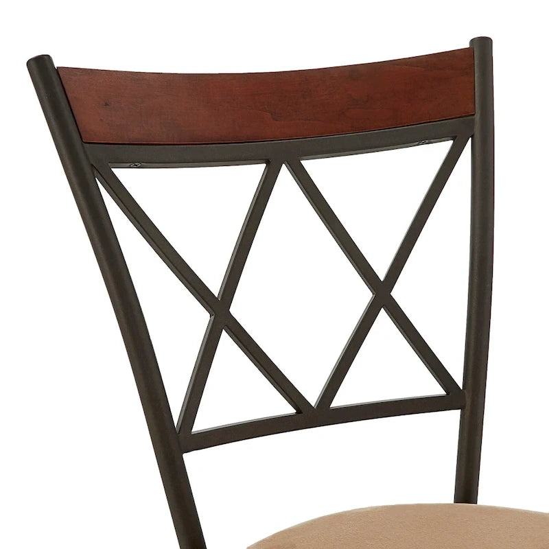 Ensemble de tabourets de bar ajustables en métal effet bronze et bois massif (design dossier en X, ensemble de 3 pièces)