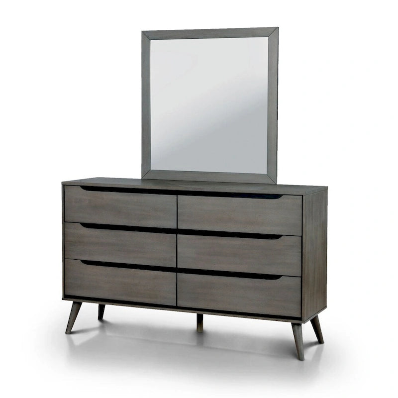 Coiffeuse et miroir deux pièces à six tiroirs de style médiéval moderne