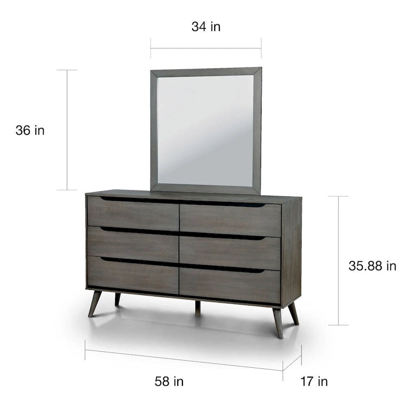 Coiffeuse et miroir deux pièces à six tiroirs de style médiéval moderne