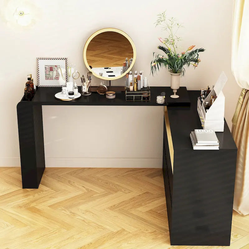 Commode de chambre à 4 tiroirs avec coiffeuse et bahut, blanc