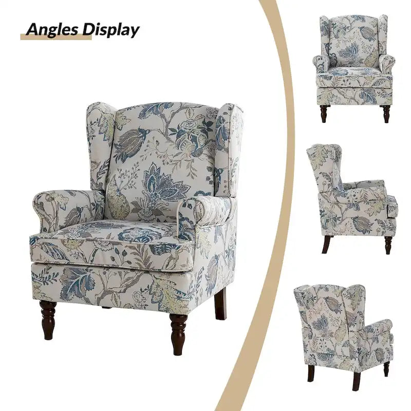 Fauteuils en tissu traditionnels avec pieds usinés, deux chaises par ensemble.