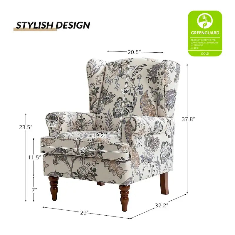 Fauteuils en tissu traditionnels avec pieds usinés, deux chaises par ensemble.