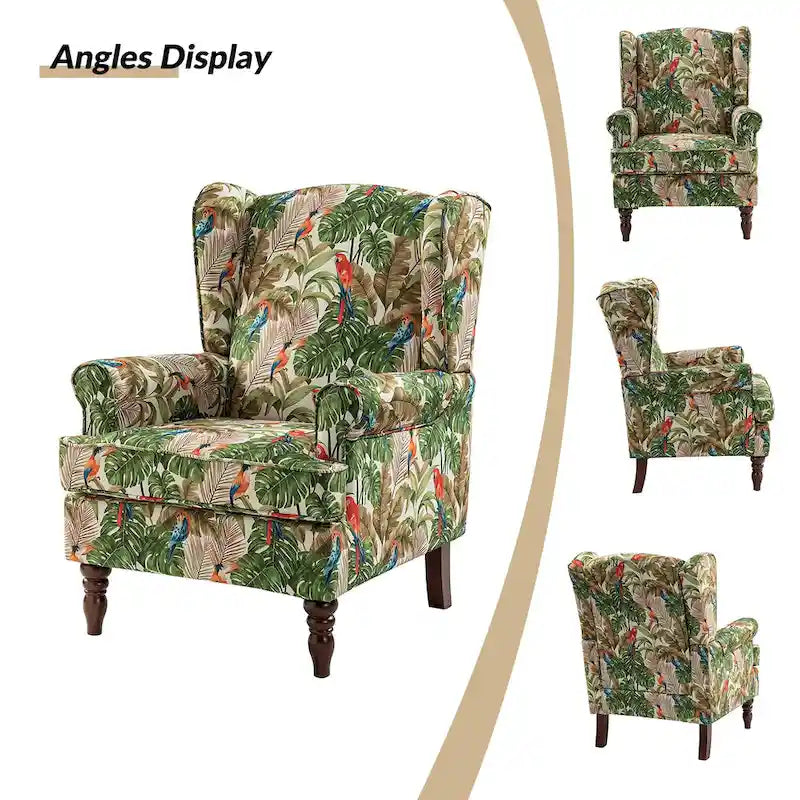 Fauteuils en tissu traditionnels avec pieds usinés, deux chaises par ensemble.