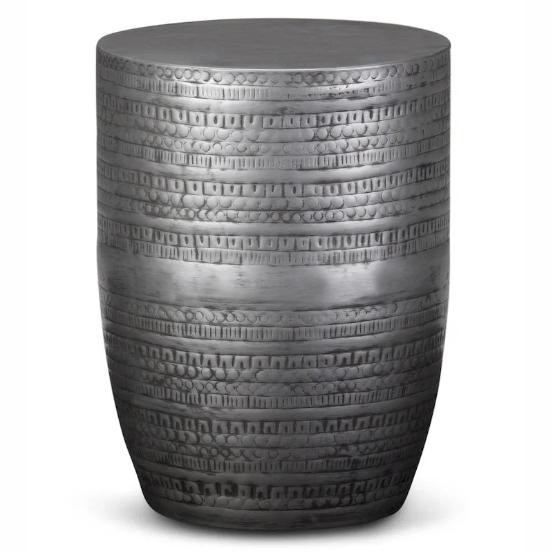 Table d'appoint tribale avec bordure en métal de 15 pouces de large (entièrement assemblée) — 15" L x 15" P x 20" H