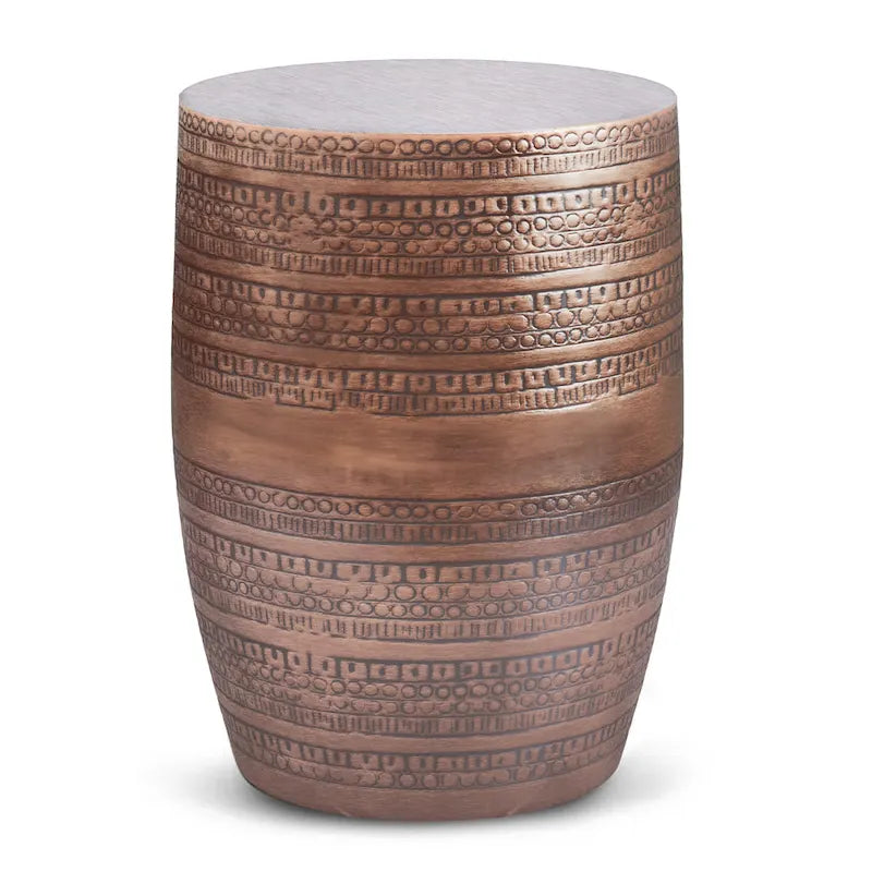 Table d'appoint tribale avec bordure en métal de 15 pouces de large (entièrement assemblée) — 15" L x 15" P x 20" H