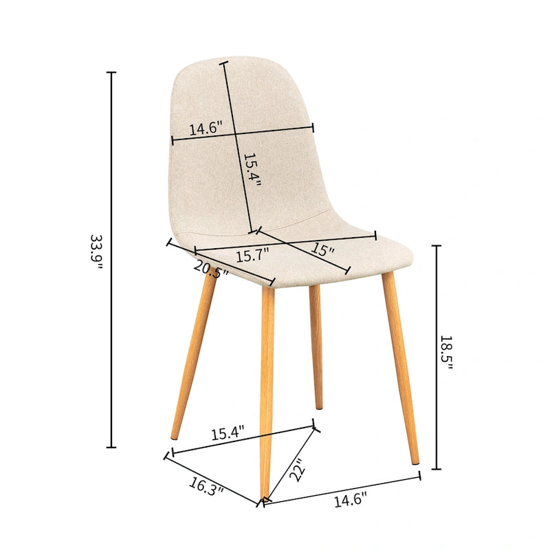 Chaises de salle à manger rembourrées en tissu (4 chaises)