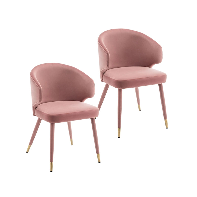 Chaises de salle à manger en velours avec bordure dorée, lot de 2