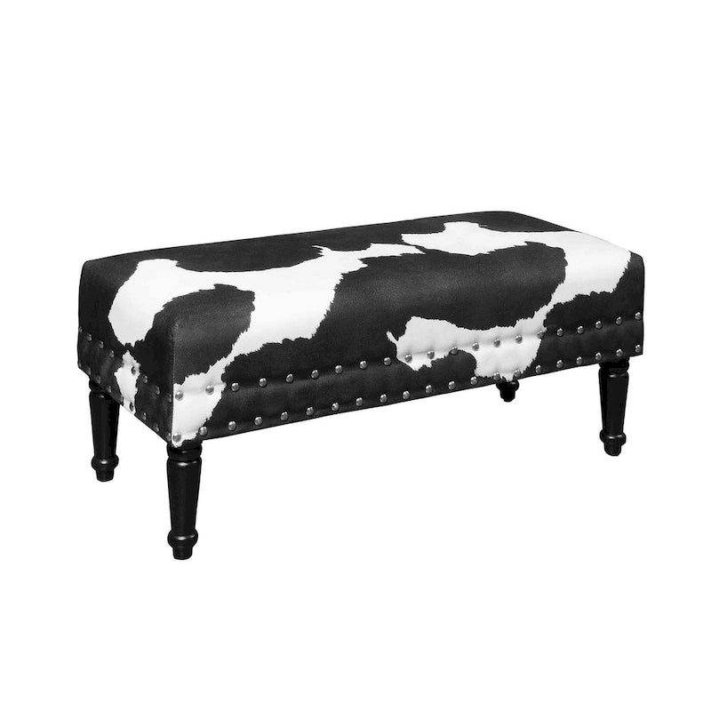 Banc imprimé vache de Convenience Concepts avec clous décoratifs