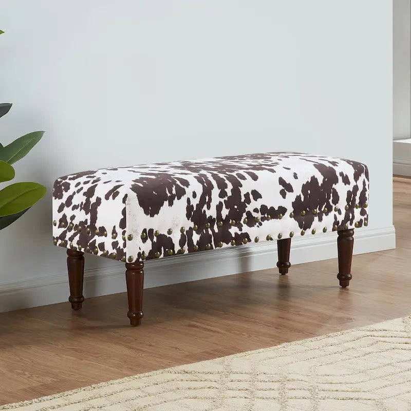 Banc imprimé vache de Convenience Concepts avec clous décoratifs