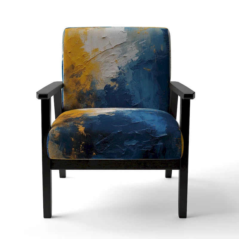 Fauteuil d'appoint abstrait rembourré Blue and Yellow Intuitive Expressions I et fauteuil moderne et contemporain