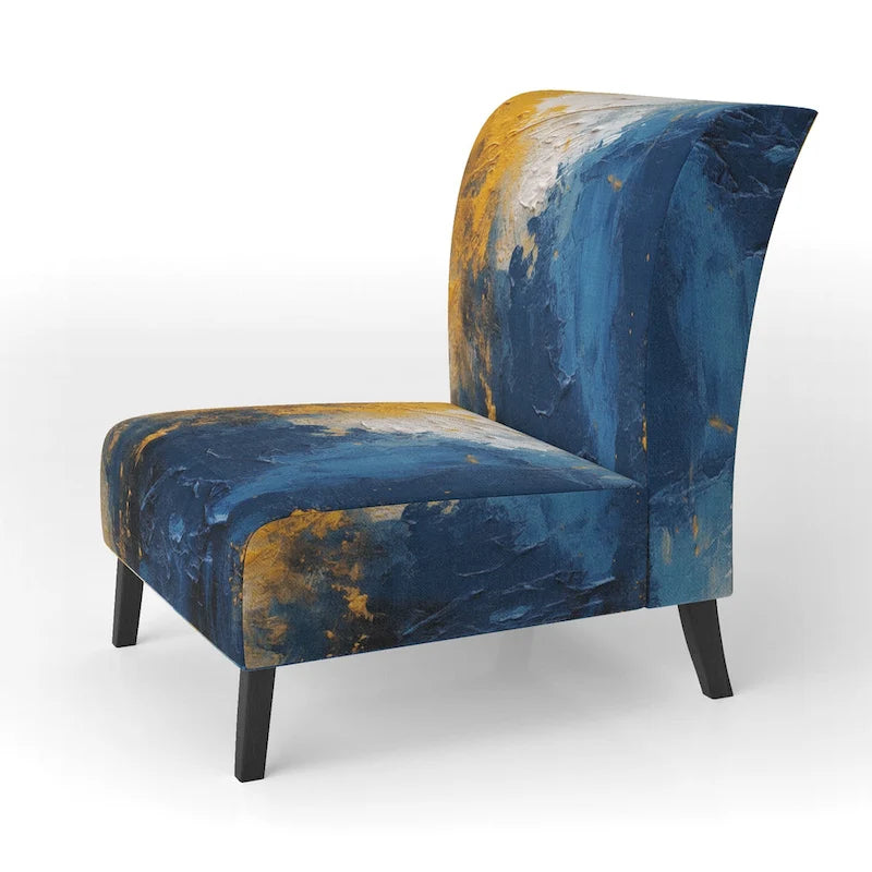 Fauteuil d'appoint abstrait rembourré Blue and Yellow Intuitive Expressions I et fauteuil moderne et contemporain