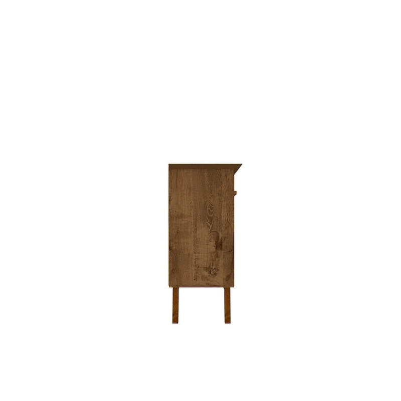 62.99 Buffet avec pieds en bois massif et 2 armoires, coloris blanc cassé et cannelle