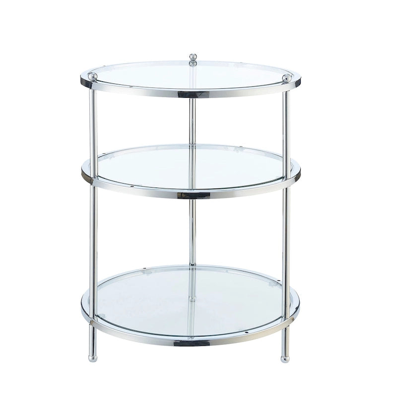 Table d'appoint ronde en verre à 3 niveaux