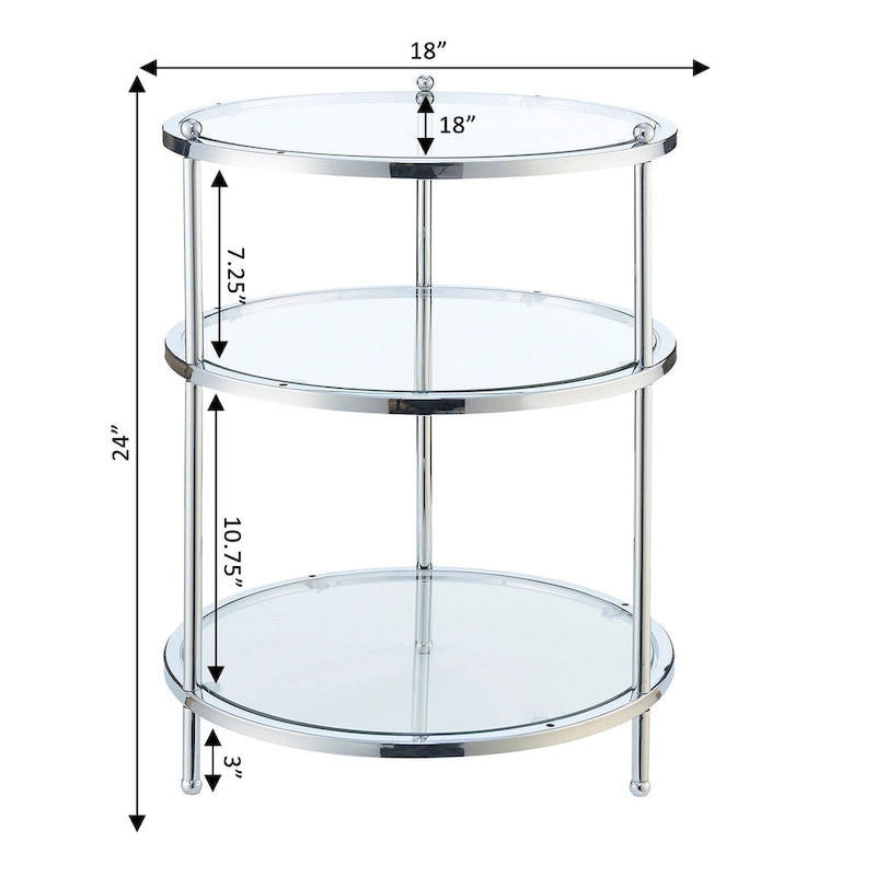 Table d'appoint ronde en verre à 3 niveaux