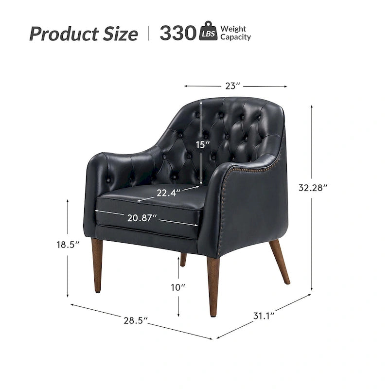 Fauteuil baquet classique en cuir véritable avec pieds en bois et dossier capitonné, lot de deux chaises.