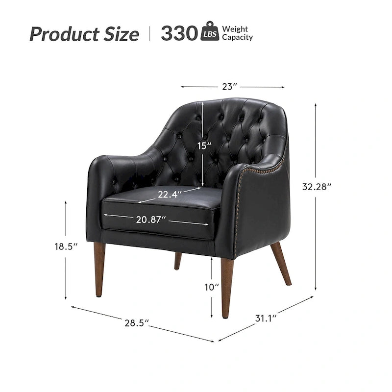 Fauteuil baquet classique en cuir véritable avec pieds en bois et dossier capitonné, lot de deux chaises.