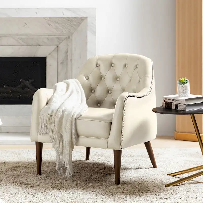 Fauteuil baquet classique en cuir véritable avec pieds en bois et dossier capitonné, lot de deux chaises.