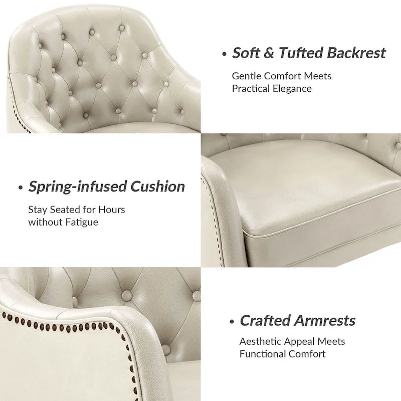 Fauteuil baquet classique en cuir véritable avec pieds en bois et dossier capitonné, lot de deux chaises.
