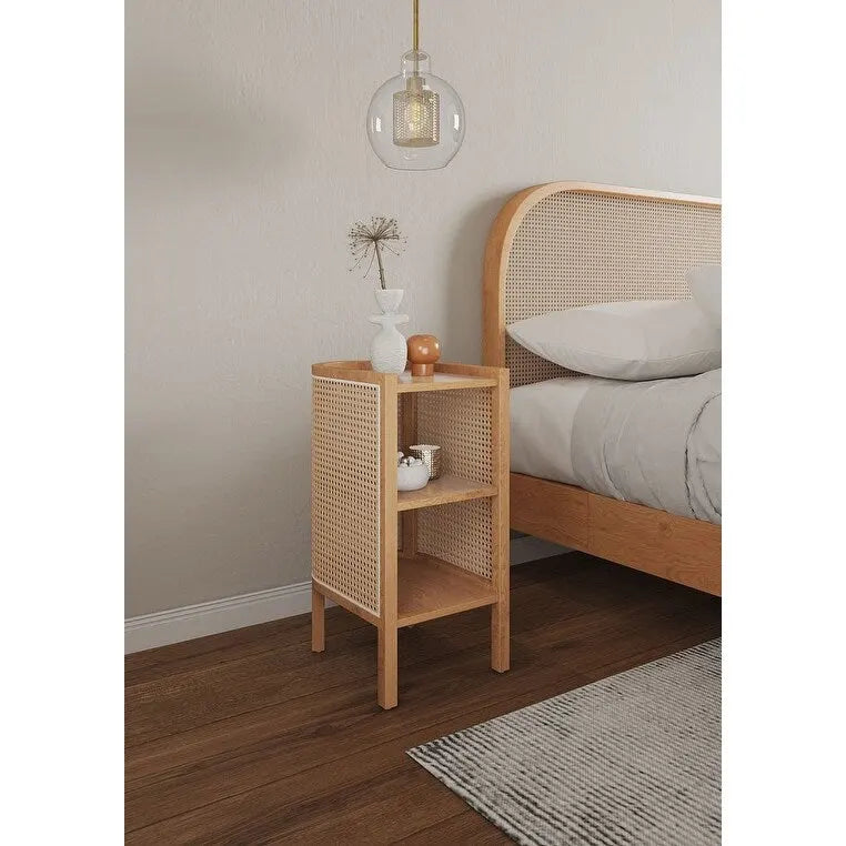 Table d'appoint en rotin noir et naturel