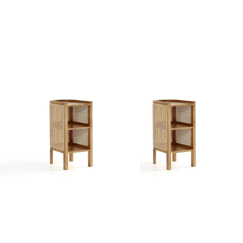Table d'appoint en rotin noir et naturel
