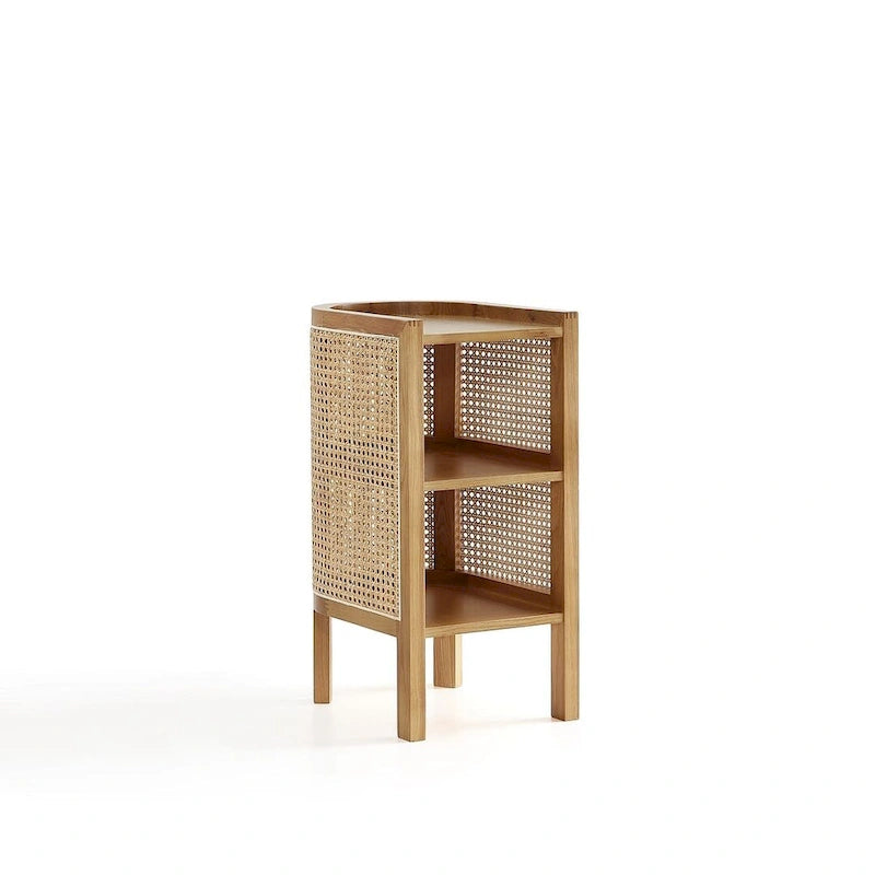 Table d'appoint en rotin noir et naturel