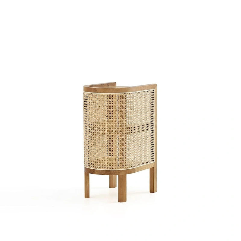 Table d'appoint en rotin noir et naturel