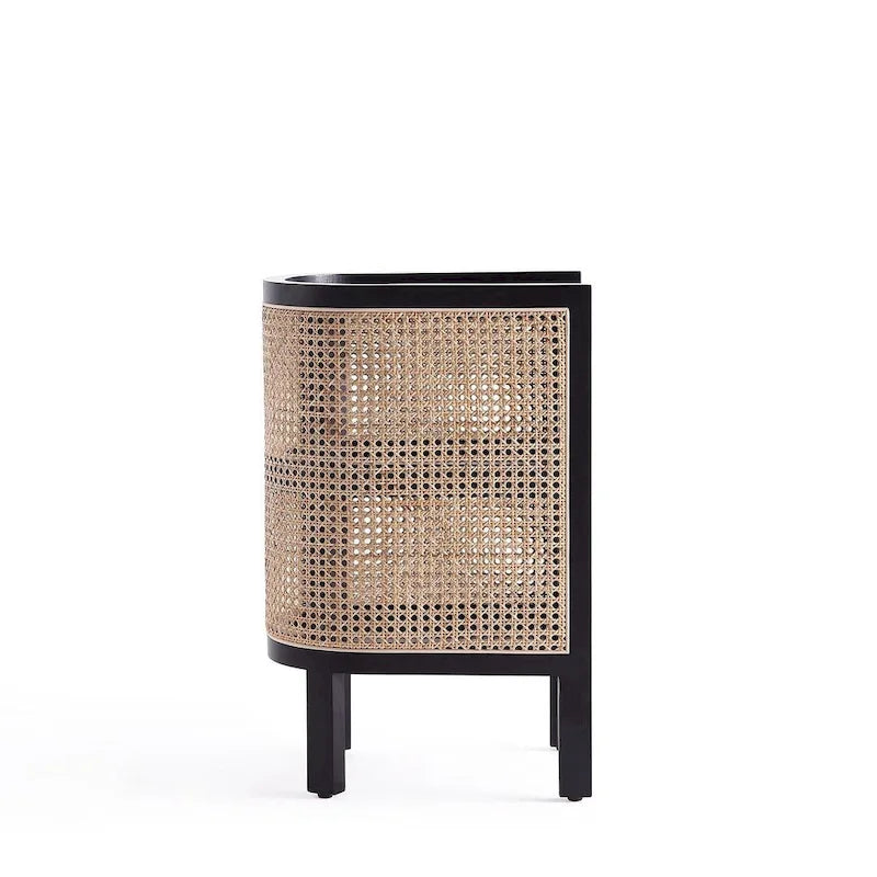 Table d'appoint en rotin noir et naturel