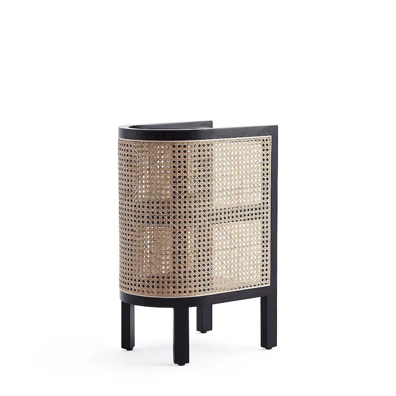 Table d'appoint en rotin noir et naturel
