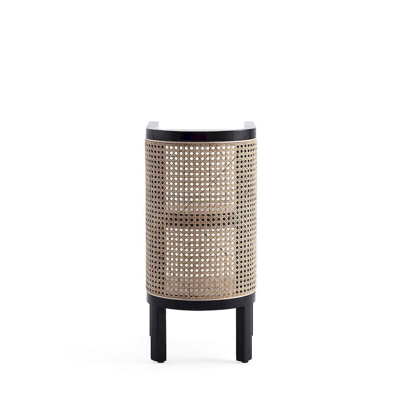 Table d'appoint en rotin noir et naturel