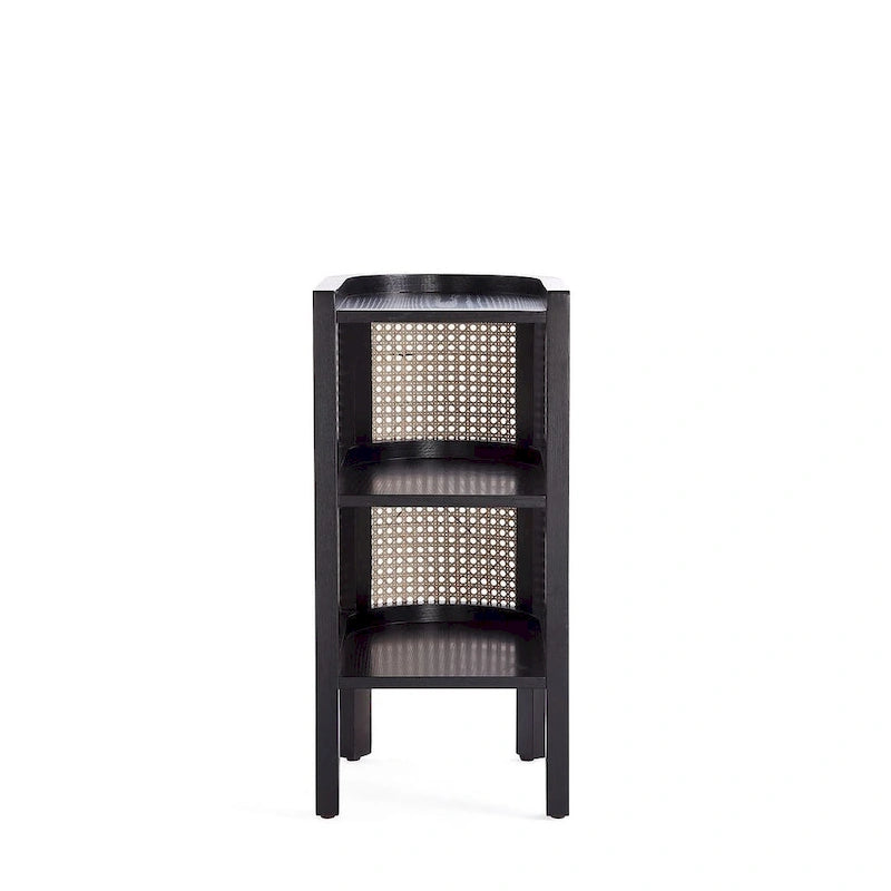 Table d'appoint en rotin noir et naturel