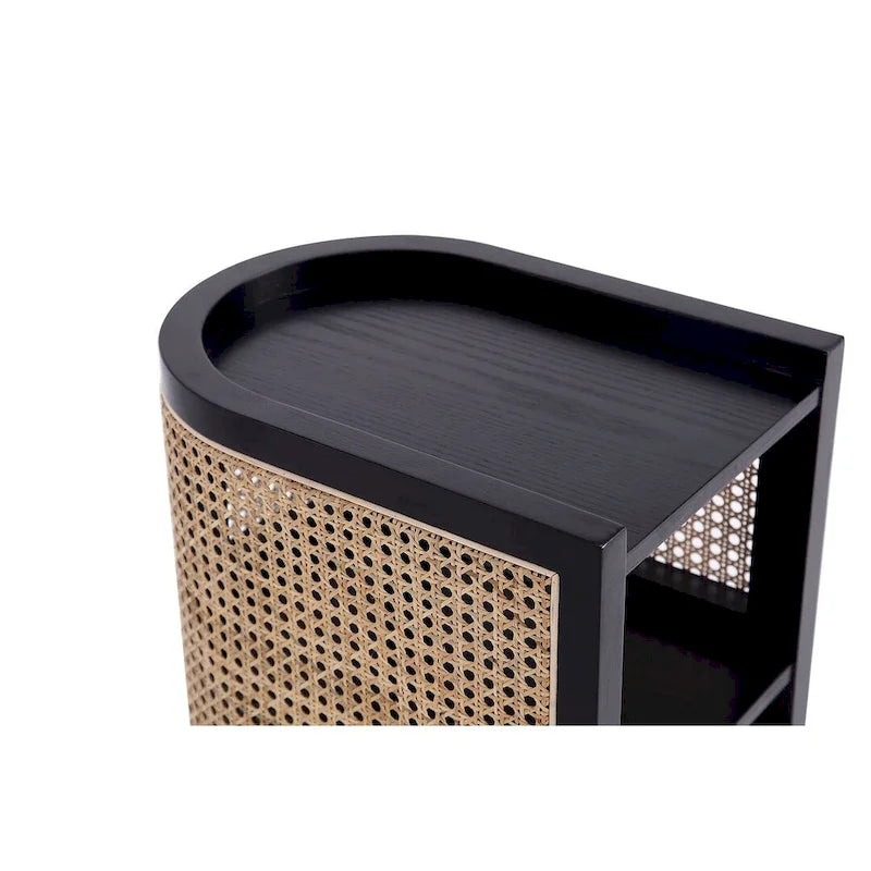 Table d'appoint en rotin noir et naturel