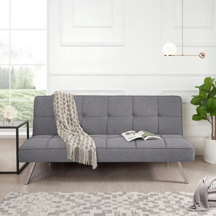 Canapé-lit futon moderne et confortable, capitonné, convertible, tissu de lin, capacité de poids de 340 kg
