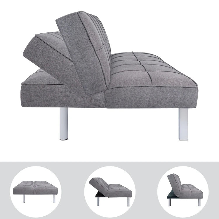Canapé-lit futon moderne et confortable, capitonné, convertible, tissu de lin, capacité de poids de 340 kg
