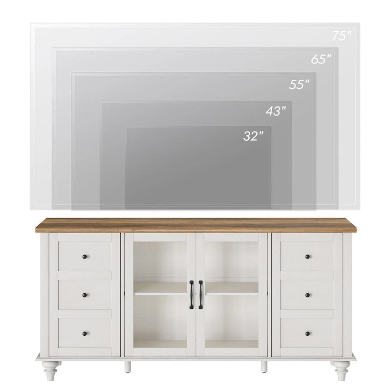 Meuble TV/unité de rangement/meuble multimédia de style ferme avec porte coulissante de grange, convient aux téléviseurs jusqu'à 65 pouces.