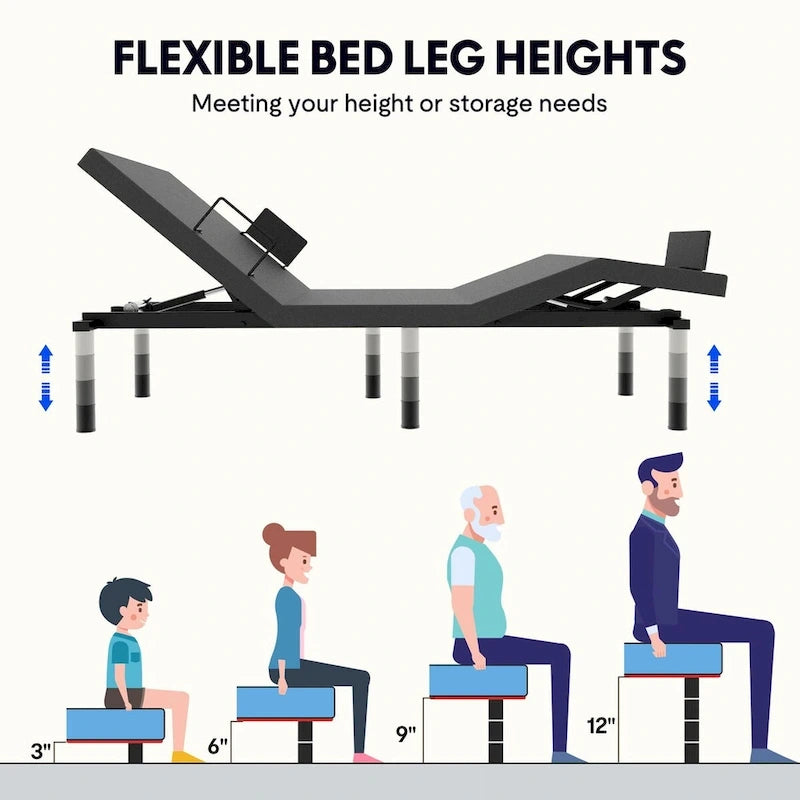 Cadre de lit réglable, zéro espace, zéro gravité, avec support de matelas