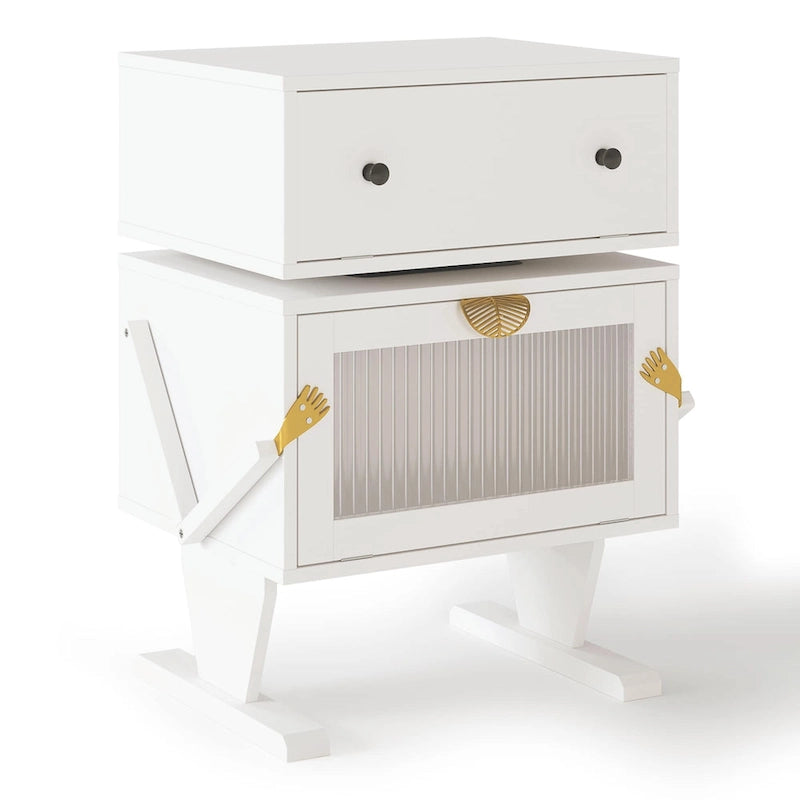 Table de chevet avec tiroir rotatif et bandeau lumineux LED