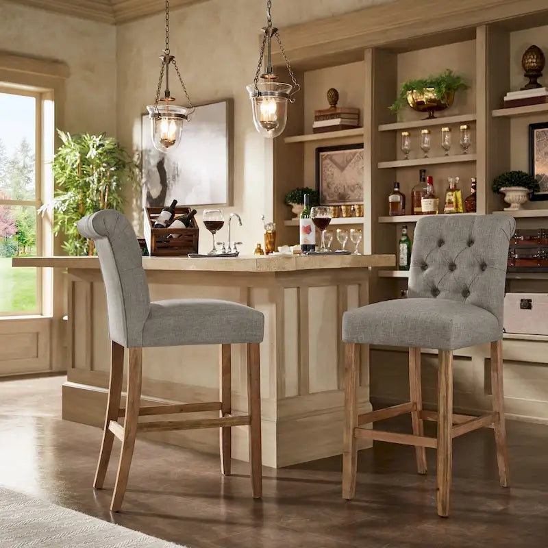 Comptoir de bar/tabouret de bar à dossier touffeté de qualité supérieure (ensemble de deux pièces)