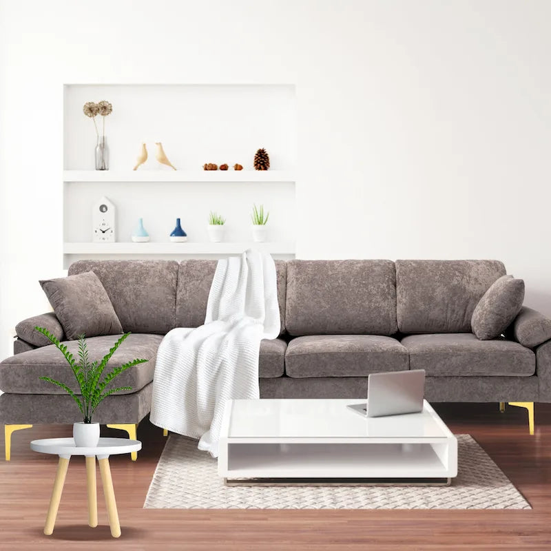 115 Canapé d'angle avec pouf