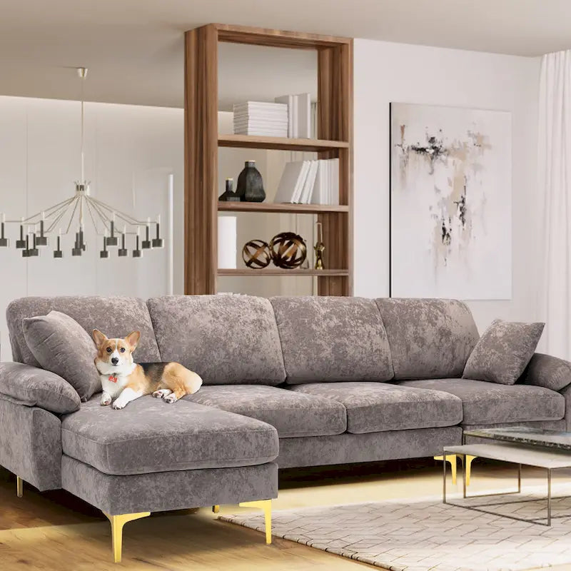 115 Canapé d'angle avec pouf