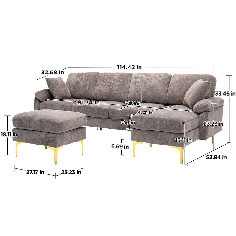 115 Canapé d'angle avec pouf
