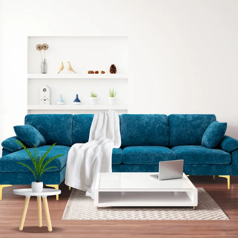 115 Canapé d'angle avec pouf