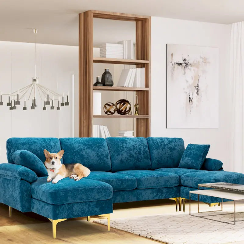 115 Canapé d'angle avec pouf